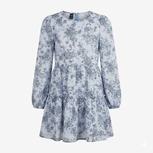 DAZY Floral Tiered Long Sleeve Mini Dress Cottage Prairie Easter Graduation